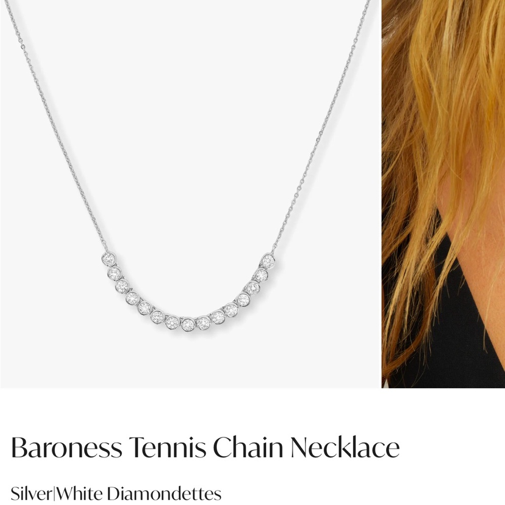 Melinda Maria Baroness Tennis Necklace in silver